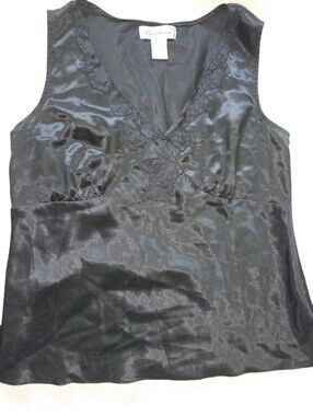 Chanteuse Black Camisole Elegant Satin Top sz Medium Sleeveless 100% Polyester